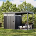 6x8 Metal Storage Shed with 7x8 Pergola Covered Porch - Image 11