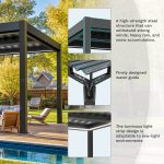 10 Ft. W X 10 Ft. D Aluminium Pergola With Adjustable Louvered Roof - Image 5