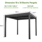 10 Ft. W X 10 Ft. D Aluminium Pergola With Adjustable Louvered Roof - Image 3