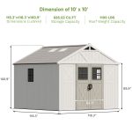 Patiowell 10x10 FT Plastic Storage Shed with Skylight & Windows & Lock - Image 3