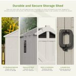 Patiowell 10x10 FT Plastic Storage Shed with Skylight & Windows & Lock - Image 4