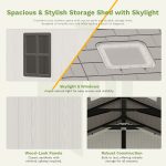 Patiowell 10x10 FT Plastic Storage Shed with Skylight & Windows & Lock - Image 5