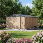 Patiowell 10x12 Metal Shed with Vents, Brown - Image 11