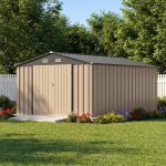 Patiowell 10x12 Metal Shed with Vents, Brown - Image 9