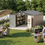 Patiowell 10x12 Metal Shed with Vents, Brown - Image 2