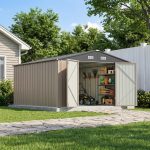 Patiowell 10x12 Metal Shed with Floor Frame, Brown - Image 11