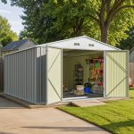Patiowell 10x12 Metal Shed with Floor Frame, Gray - Image 2