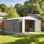 Patiowell 10x12 Metal Shed with Floor Frame, Gray - Image 10