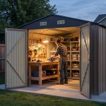 Patiowell 10x12 Metal Shed with Vents, Brown - Image 6