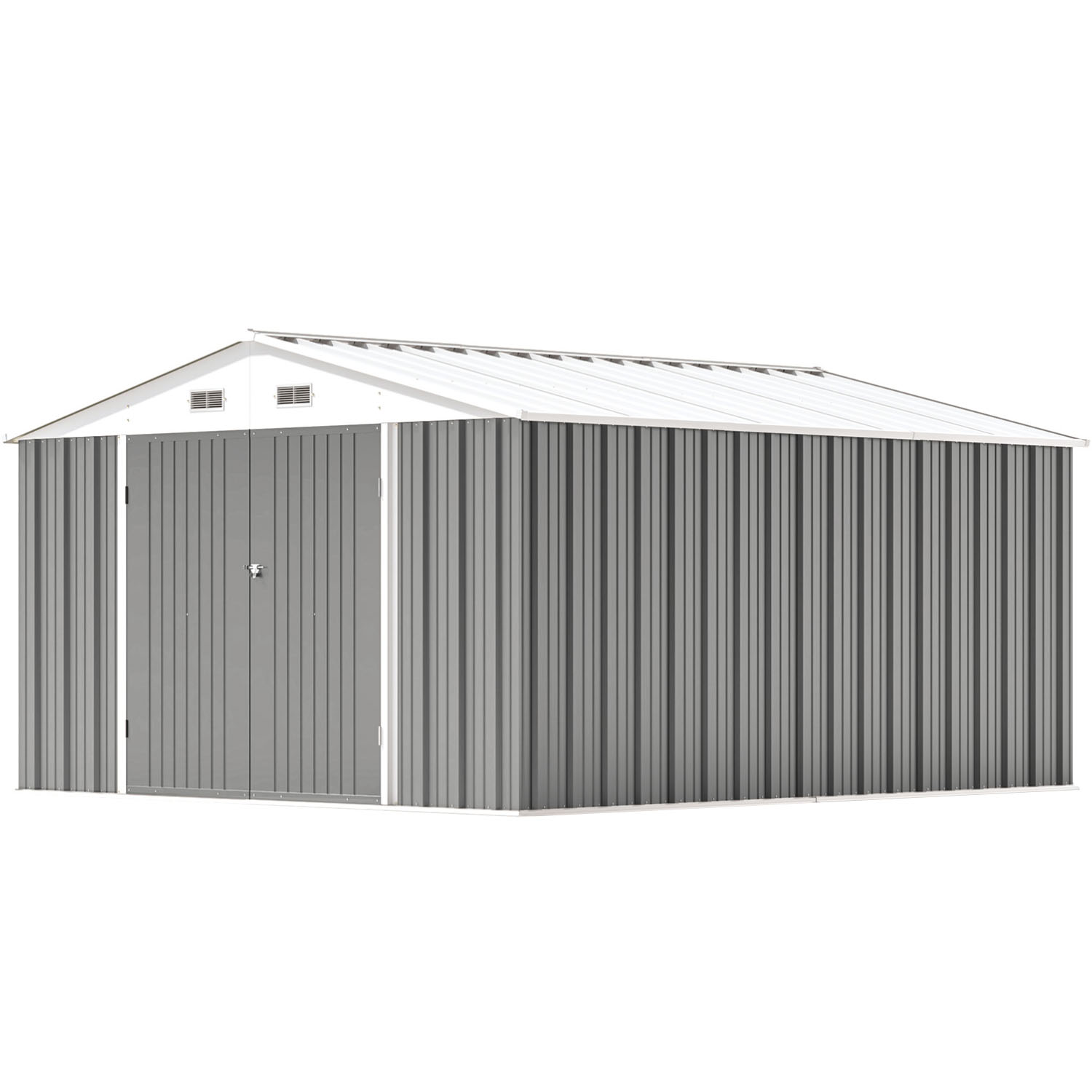 10x12_metal_shed_with_vents_gray_main Patiowell 10x12 Metal Shed with Vents, Gray