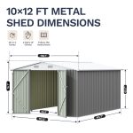 Patiowell 10x12 Metal Shed with White Vents, Gray - Image 3
