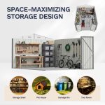 Patiowell 10x12 Metal Shed with White Vents, Gray - Image 5
