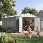 Patiowell 10x12 Metal Shed with White Vents, Gray - Image 2