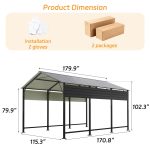 Patiowell 10'x15' Metal Carport with Vertical Roof, Black - Image 3