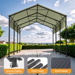 Patiowell 10'x15' Metal Carport with Vertical Roof, Black - Image 6