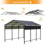 Patiowell 10'x15' Metal Carport with Vertical Roof, Black - Image 8