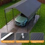 Patiowell 10'x15' Metal Carport with Vertical Roof, Black - Image 4