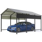 Patiowell 10'x15' Metal Carport with Vertical Roof, Black - Image 10