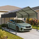 Patiowell 10'x15' Metal Carport with Vertical Roof, Black - Image 2