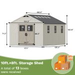 Patiowell 10x16ft Kick-it Plastic Storage Shed with Skylight & Windows - Image 3