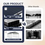Patiowell 12'x20' Metal Carport with Vertical Roof, Black - Image 4
