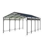 Patiowell 12'x20' Metal Carport with Vertical Roof, Black