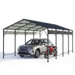 Patiowell 12'x20' Metal Carport with Vertical Roof, Black - Image 9