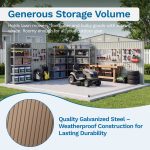 Patiowell 14x12 Metal Shed with Vents & Lockable Door, Brown - Image 5