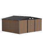 Patiowell 14x12 Metal Shed with Vents & Lockable Door, Brown - Image 10