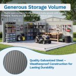 Patiowell 14x12 Metal Shed with Vents & Lockable Door, Gray - Image 5
