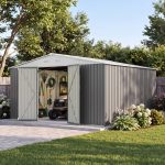 Patiowell 14x12 Metal Shed with Vents & Lockable Door, Gray - Image 2