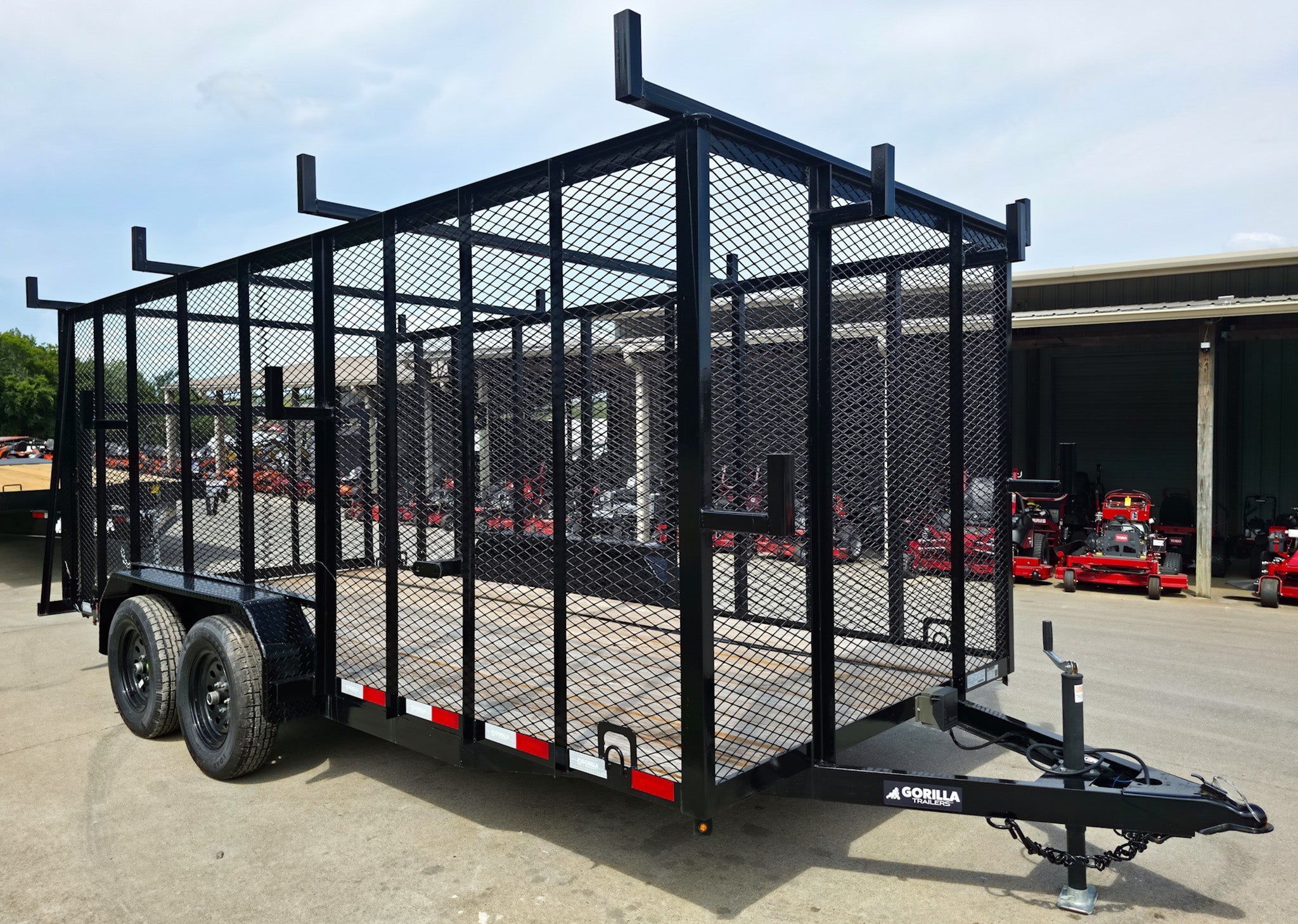 20250902_140546 7x16 Debris Junk Trash Leaf Removal Trailer 6ft Mesh Sides and Ladder Racks 7k GVWR - Image 1