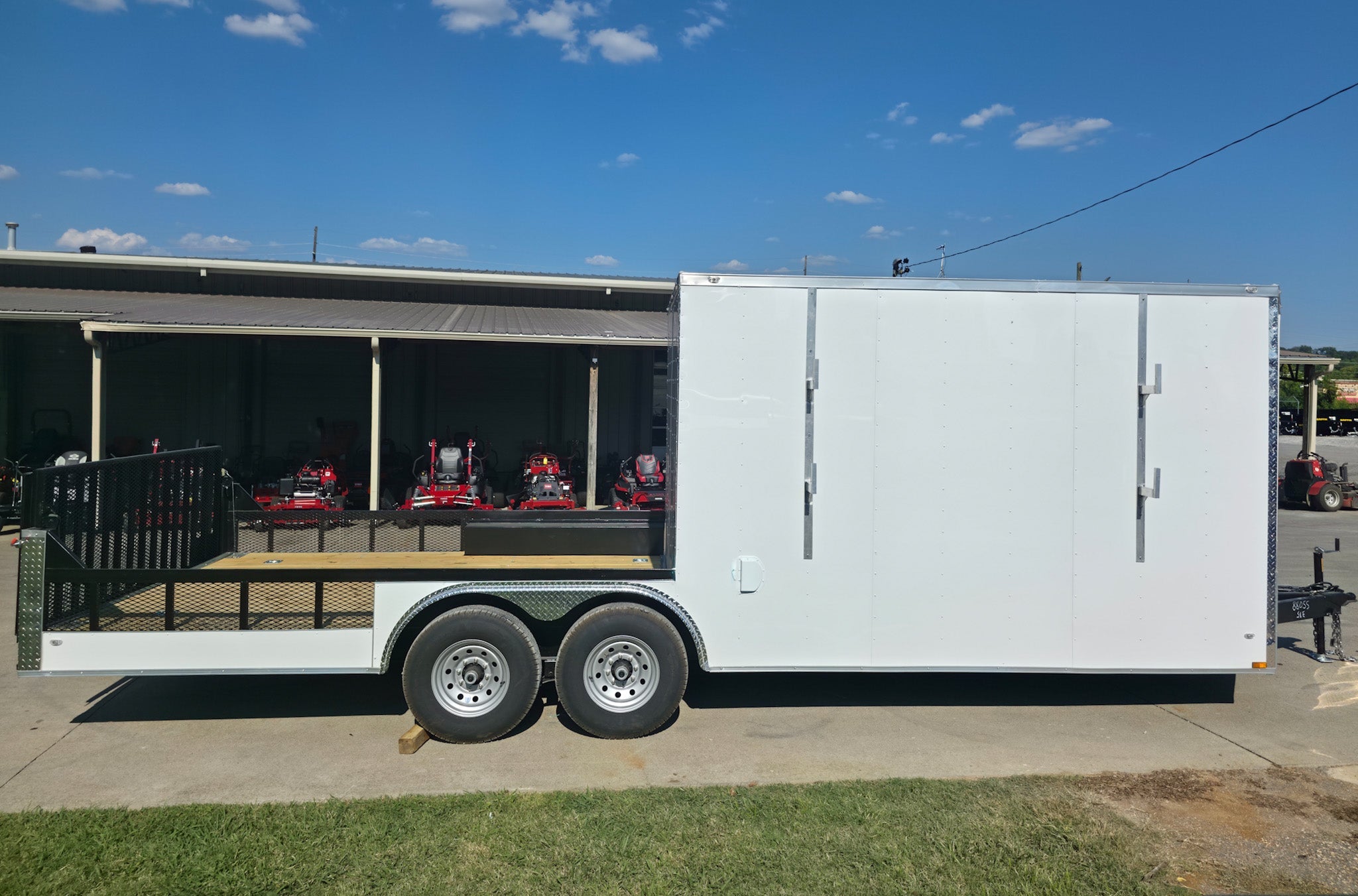 20250912_152031 8.5x24 White Enclosed Hybrid with Side Ladder Racks (2) 7,000lb Axles 14K GVWR - Image 1