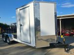 7x18 White Hybrid V Nose Trailer with 1' Mesh Siding (2) 5,200lb Axles - Image 5