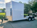 7x18 White Hybrid V Nose Trailer with 1' Mesh Siding (2) 5,200lb Axles - Image 14