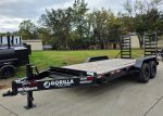 7x16 I-Beam Equipment Skid Steer Trailer (2) 5200lb Axles with Stand-Up Ramps 10K GVWR