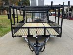 7x12 Straight Deck Utility Trailer 4ft Ladder Racks with 1.5 FT Mesh (2) 3500lb Axle - Image 2