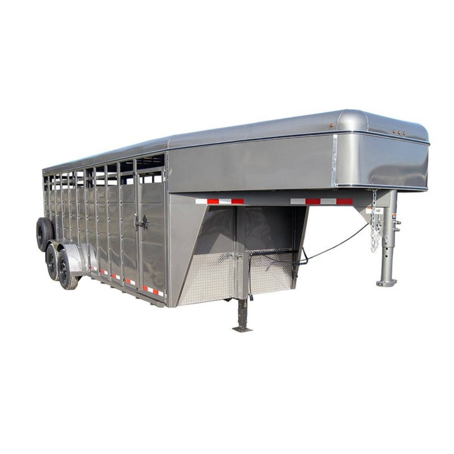 20ft_7k 20ft Charcoal Gooseneck Livestock Cattle Trailer (2) 7K Axles 14K GVWR - Image 1