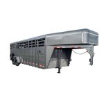 24ft Charcoal Gooseneck Livestock Cattle Trailer (2) 7K Axles 14K GVWR