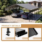 Patiowell 20x20 ft Outdoor Metal Carport, Black - Image 5