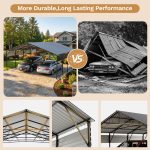 Patiowell 20x20 ft Outdoor Metal Carport, Black - Image 7