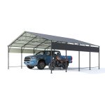 Patiowell 20x20 ft Outdoor Metal Carport, Black