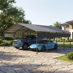 Patiowell 20x20 ft Outdoor Metal Carport, Black - Image 2