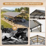 Patiowell 20x30 ft Outdoor Metal Carport, Black - Image 7