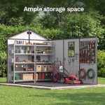Patiowell 8x10 Plastic Storage Shed with Window and Lockable Door, Gray - Image 5