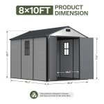 Patiowell 8x10 Plastic Storage Shed with Window and Lockable Door, Gray - Image 3