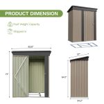 Patiowell 5x3 Metal Shed with Floor Frame, Brown - Image 3