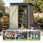 Patiowell 5x3 Metal Shed with Floor Frame, Brown - Image 6