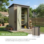 Patiowell 5x3 Metal Shed with Floor Frame, Brown - Image 5