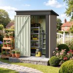 Patiowell 5x3 Metal Shed with Floor Frame, Brown - Image 2